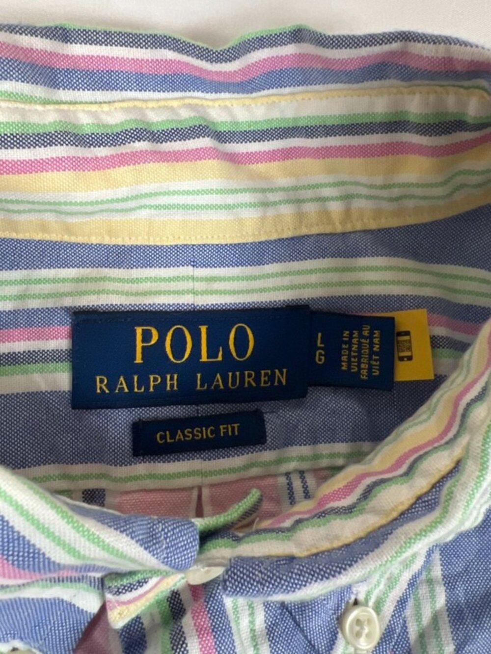 Polo Ralph Lauren Men L Classic Fit Multi Color Striped Fun Shirt Oxford Cotton - Picture 3 of 10